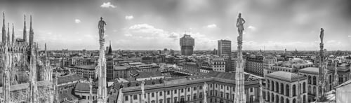 Preview: Panoramic Aerial View Over The City Centre, As Seen From The Roof Of The Gothic Cathedral, Milan