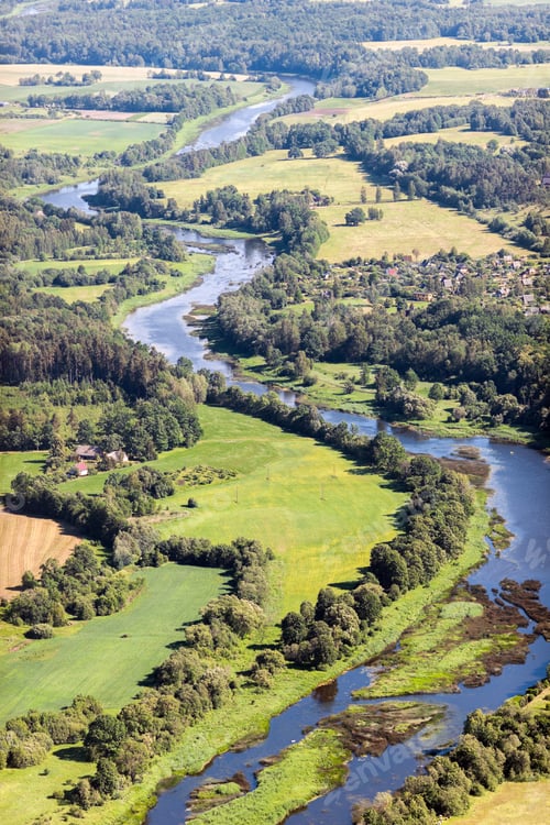 Preview: Aerial View Over The River In Summer Time