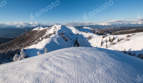 Preview: Winter Landscape With Forest And Mountains.
