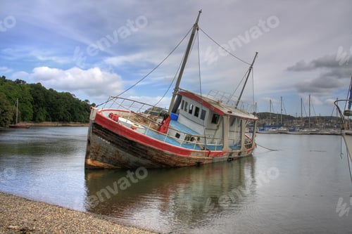Preview: Beached Ship On The Conwy Estuary North Wales