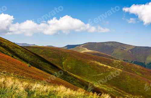 Preview: Carpathian Mountains With Its Peaks, Hills, Meadows And Forests Under The Blue Sky With Clouds In