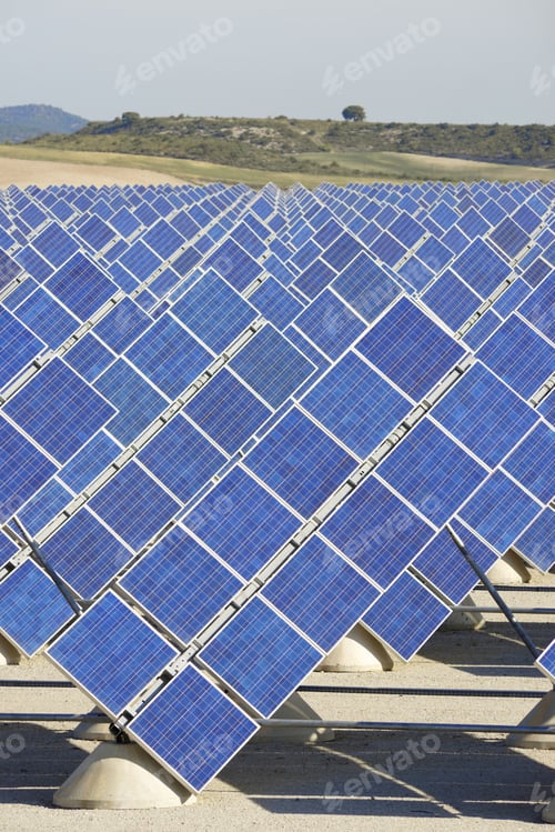 Preview: Photovoltaic Panels For Renewable Electric Production, Zaragoza Province, Aragon, Spain.