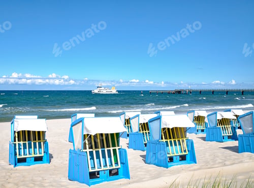 Preview: Beach And Pier Of Goehren At Baltic Sea On Ruegen,Mecklenburg Western Pomerania,Germany