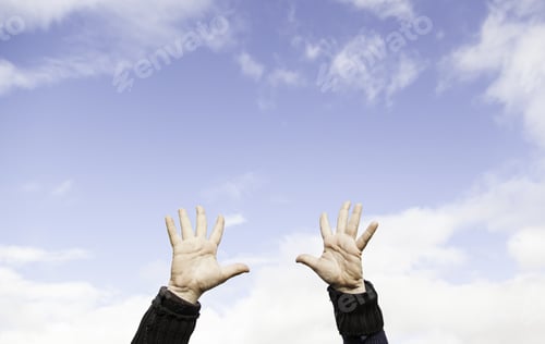 Preview: Hands In The Sky, Detail Of Hands Making Signs To Heaven