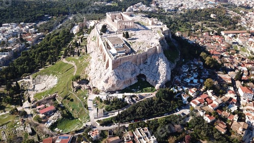Preview: Aerial Drone Bird'S Eye View Photo Of Iconic Acropolis Hill And Masterpiece Construction Of Ancient
