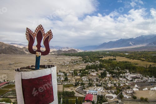 Preview: Aerial View From The Thiksey Monastery Viewpoint On Surrounding Himalaya Mountains And Villages In