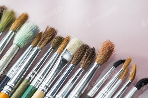Preview: Set Of Different Paintbrushes With White Background