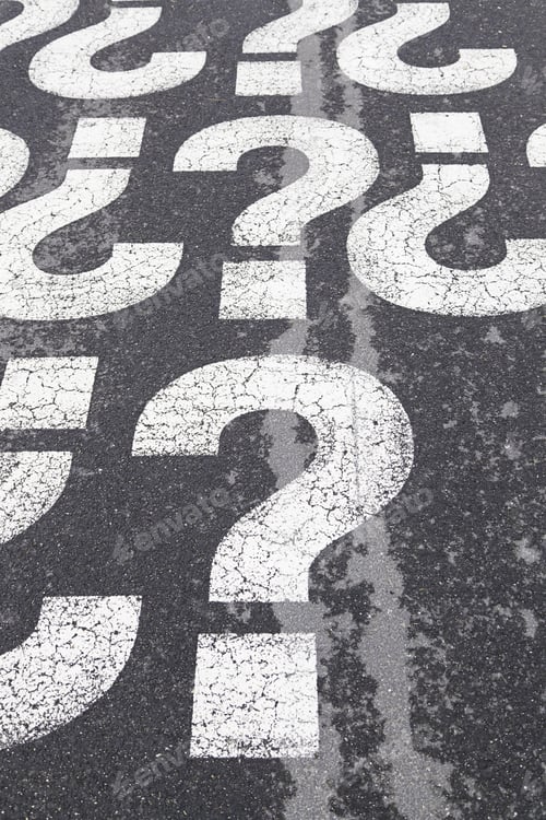 Preview: Sign Question On Asphalt, Detailed Interrogation Signal, Information