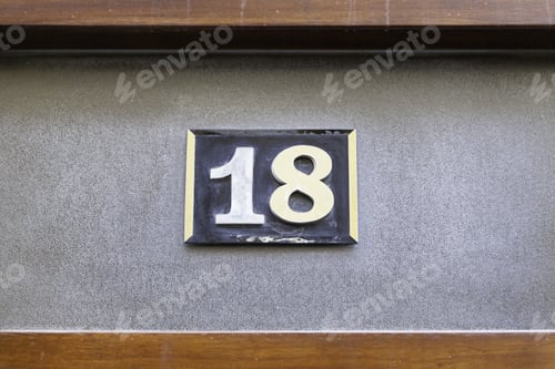 Preview: Number Eighteen In The City, Detail Of A Plate With The Number Eighteen