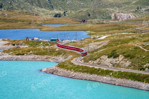 Preview: Mountain Landscape Of The Bernina Mountain Range In Switzerland