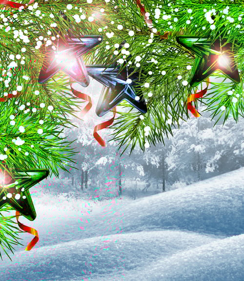 Visualização: Árvore de Natal decorada com brinquedos festivos