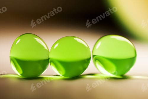 Preview: Abstract Composition With Beautiful, Green, Round Jelly Balls, Paper Surface And Paper Background