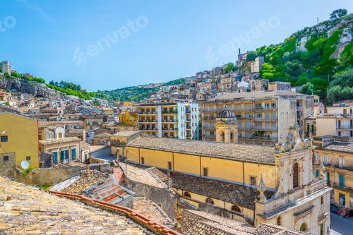 Preview: Aerial View Of Modica With Chiesa Di Santa Maria Di Betlem, Sicily, Italy