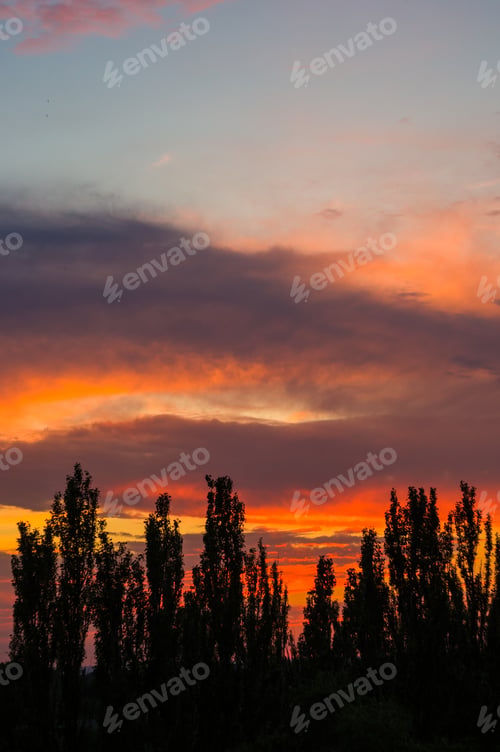 Preview: Landscape With Dramatic Light - Beautiful Golden Sunset With Saturated Sky And Clouds.