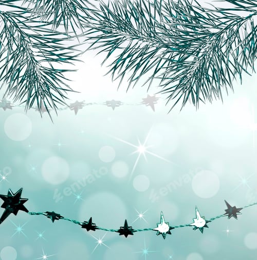 Preview: Winter Landscape. Background. Pine Branches