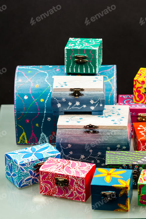 Preview: Painted, Wooden Small Boxes For Multiple Purposes