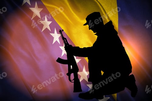 Preview: Flag With Original Proportions. Closeup Of Grunge Flag Of Bosnia And Herzegovina With The