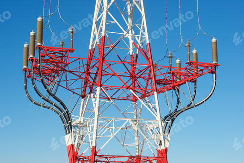 Preview: Power Line And Clear Sky In Zaragoza Province, Aragon In Spain.