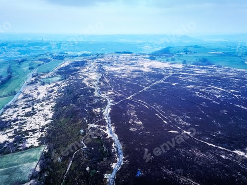 Preview: Aerial View Of Norland Moor, Calderdale, West Yorkshire, Uk