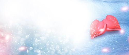 Preview: Winter Landscape. Festive Abstract Background Of Snow And Two Hearts.