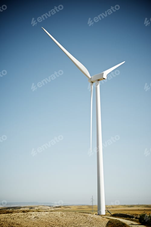 Preview: Windmill For Renewable Electric Production In Zaragoza Province, Aragon, Spain.
