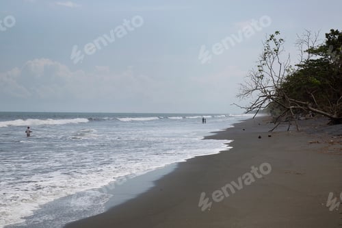 Preview: Lonely Fisherman Trying To Catch A Fish From The Sea By Fishing From The Beach With Only A Fish Line