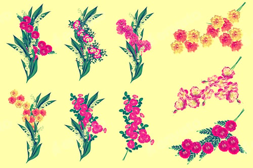 Preview: Flower Buds Of Roses Isolated On Yellow Background