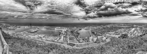 Preview: Panoramic Aerial View Over The Commercial And Industrial Port Of Barcelona From Montjuic Hill