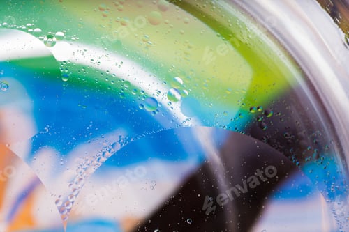 Preview: Abstract Background Of Oil Droplets On Water Surface. Beautiful And Colorful Macro Abstraction