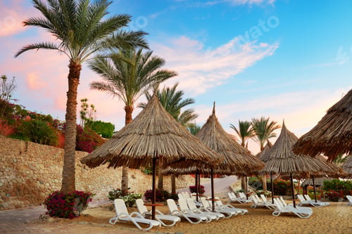 Preview: Beach At The Luxury Hotel During Sunrise, Sharm El Sheikh, Egypt