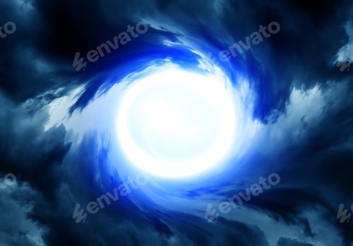 Preview: Blurred Swirl In The Dark Storm Clouds With A White Hole