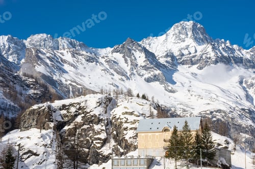 Preview: Snowy Landscape In Pian Della Mussa Mountain In Piedmont, Italy