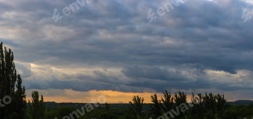 Preview: Landscape With Dramatic Light - Beautiful Golden Sunset With Saturated Sky And Clouds.