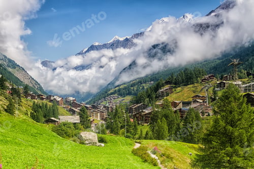 Preview: Famous Swiss City Zermatt In The Valley Near The Swiss-Italian Border Center Of Alpine Sports