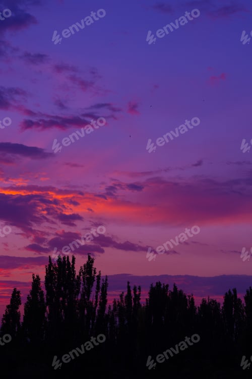 Preview: Landscape With Dramatic Light - Beautiful Golden Sunset With Saturated Sky And Clouds.