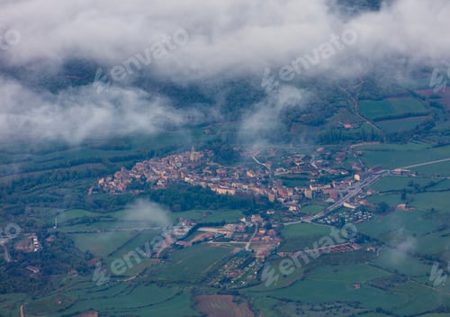 Preview: Village And Agricultural Fields In Montsec Mountain Range Of The Pre-Pyrenees, Pyrenees Mountains