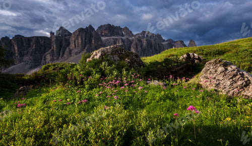 Preview: Mountains Above Val Gardena Mountain Pass In The Dolomites