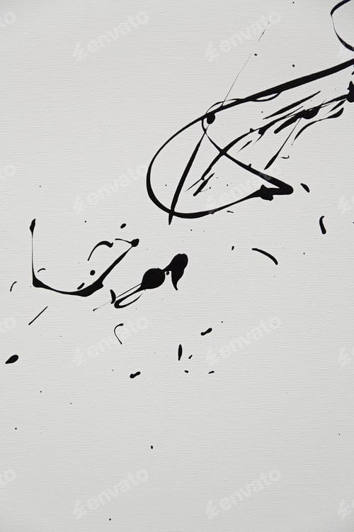 Preview: Black Paint Splashes, Detail Of Black On White Background