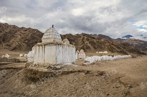 Preview: Old Buddhist Stupas In The Valley Not Far From Leh, Ladakh, India