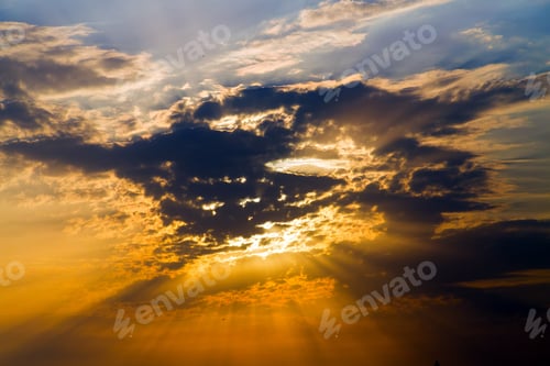 Preview: Blue Sky With White Clouds Abstract Natural Backgrounds Early Morning.