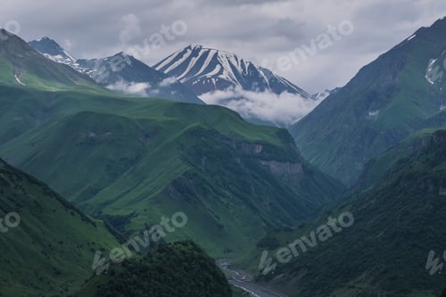 Preview: Caucasian Mountain Ranges And Valleys At Gudauri, Georgia. Summer Day On The Military-Georgian