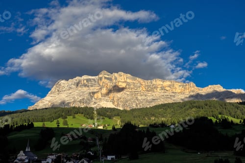 Preview: Heiligkreuzkofel In The Alpenglow, Fanes-Group, Dolomites, South Tyrol, Italy