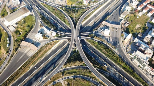 Preview: Aerial Drone Bird'S Eye View Photo Of Latest Technology Cross Shape Multi Level Road Highway