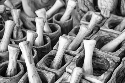 Preview: Wooden Mortars, Detail Of A Wooden Kitchen Tools, Crafts