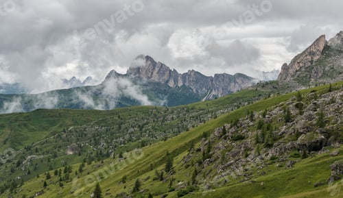 Preview: Dark Atmosphere On A Cloudy Day At Passo Giau In Dolomites