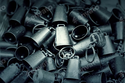 Preview: Metal Cow Bells, Detail Of Some Instruments To Produce Sounds, Local Handicrafts