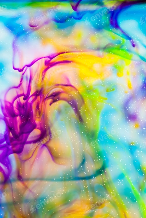 Preview: Abstract Composition With Ink And Small Bubbles. Beautiful Background, Texture And Colors