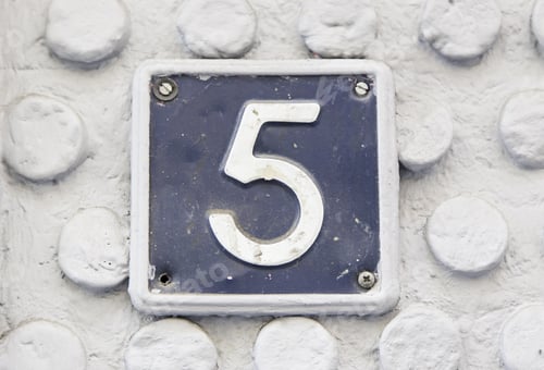 Preview: Number Five On The Wall Of A House, Detail Of A Number Of Information, Odd Number