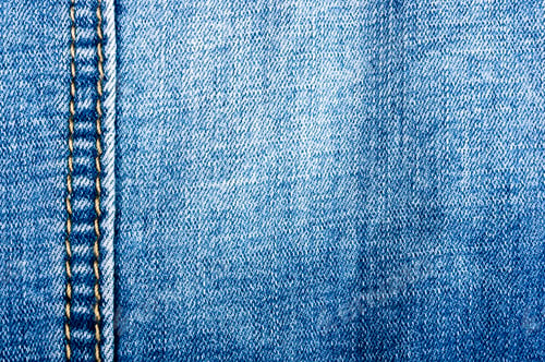 Preview: Clothing Items Blue Washed Faded Jeans Cotton Fabric Texture With Seams, Clasps, Buttons And