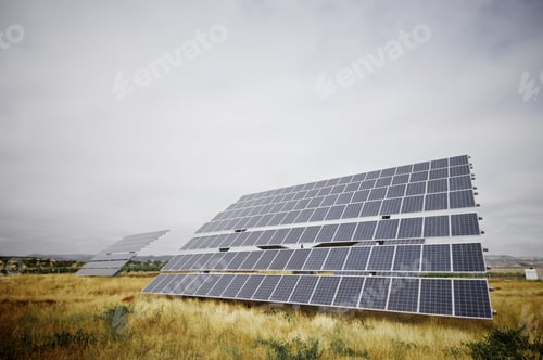 Preview: Huge Photovoltaic Panel With Blue Sky, Zaragoza Province, Aragon, Spain
